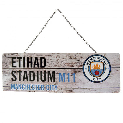 Manchester City FC Rustic Metal Garden Sign Image 1