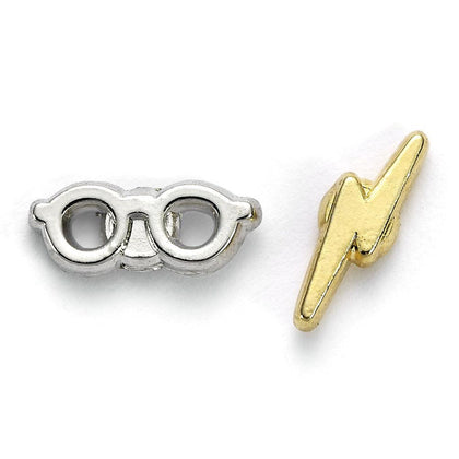 Harry Potter Lightning Bolt & Glasses Silver Plated Earrings Image 1