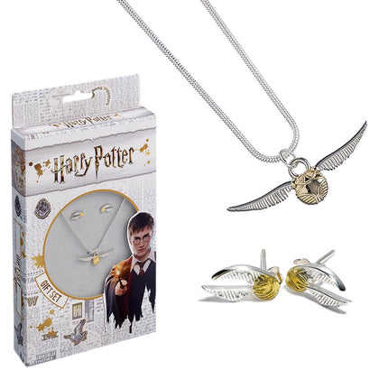 Harry Potter Golden Snitch Silver Plated Necklace & Earrings Image 1