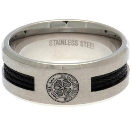 Celtic FC Stainless Steel Black Inlay Ring Image 1