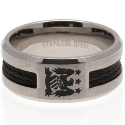 Manchester City FC Stainless Steel Black Inlay Ring Image 1